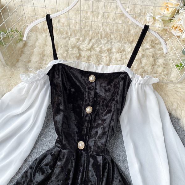 Rochie de dama moderna din catifea cu nasturi in trei culori