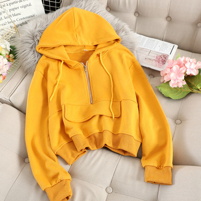 Hanorac de dama cu gluga si fermoar in mai multe culori