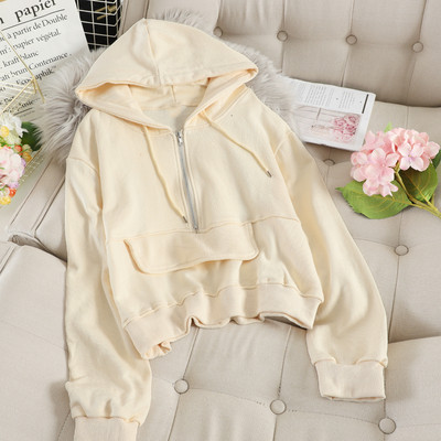 Hanorac de dama cu gluga si fermoar in mai multe culori