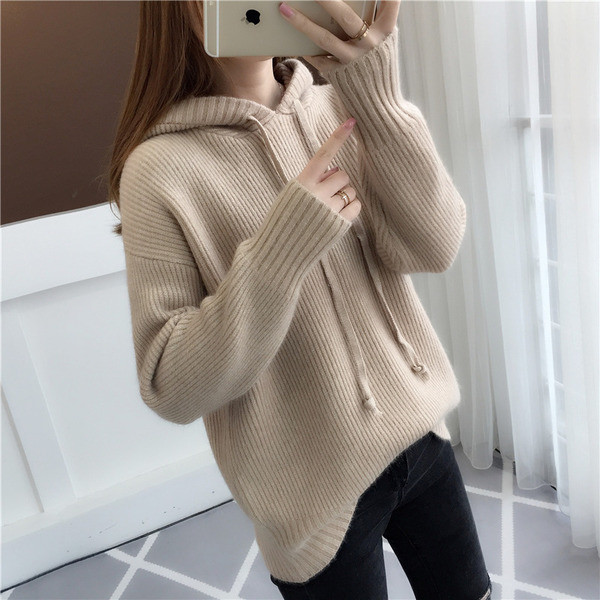 Pulover de iarnă de damă cu glugă în trei culori