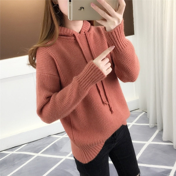 Pulover de iarnă de damă cu glugă în trei culori