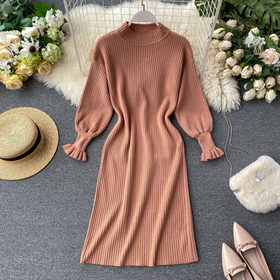 Casual γυναικείο φόρεμα  με στρογγυλη λαιμόκοψη σε διάφορα χρώματα