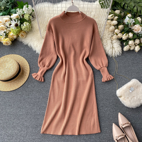 Casual γυναικείο φόρεμα  με στρογγυλη λαιμόκοψη σε διάφορα χρώματα