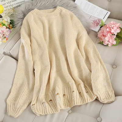 Pulover de dama cu decolteu oval si motiv rupt in mai multe culori