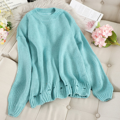 Pulover de dama cu decolteu oval si motiv rupt in mai multe culori