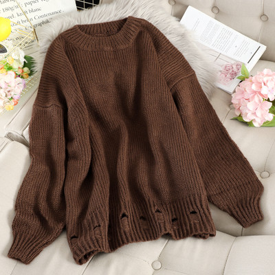 Pulover de dama cu decolteu oval si motiv rupt in mai multe culori