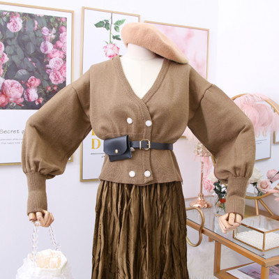 Vesta de dama model nou cu decolteu spitz in maro, negru, gri si bej