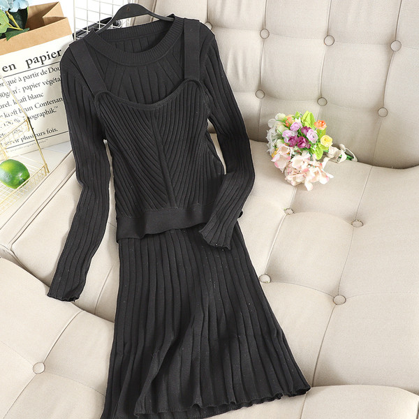 Γυναικείο καθημερινό φόρεμα με μακριά μανίκια σε τρία χρώματα