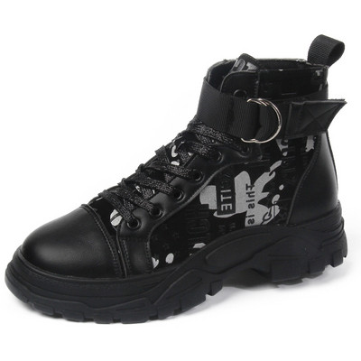 Μοντέρνες γυναικείες έκο δερμάτινες μπότες με δεσμούς και εφαρμογές