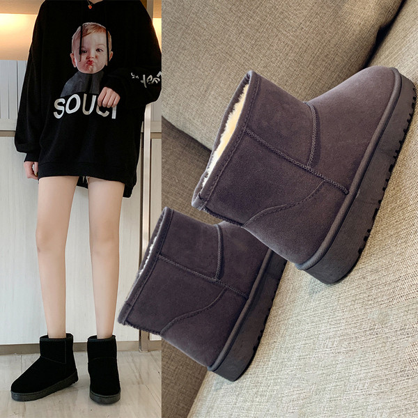 Cizme casual de iarna de dama cu captuseala moale in doua culori