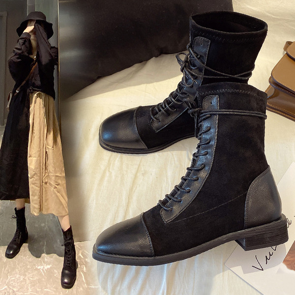 Ghete de dama moderne din piele ecologica de culoare neagra