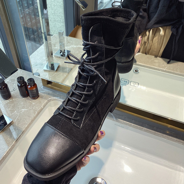 Ghete de dama moderne din piele ecologica de culoare neagra