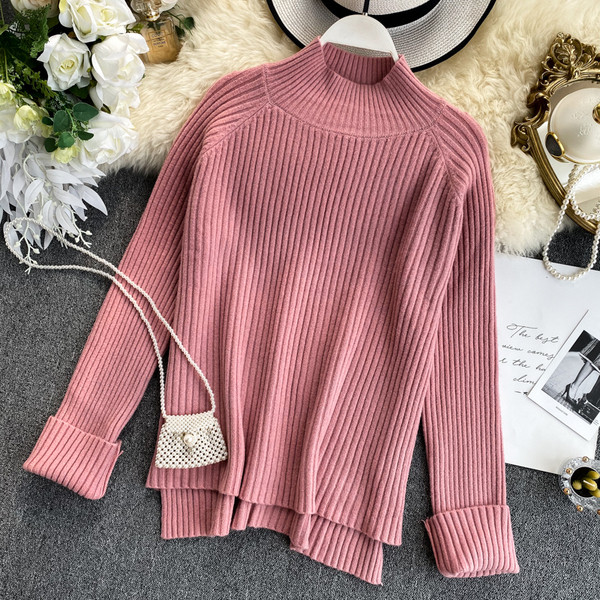 Női pulóver magas gallérral több színben