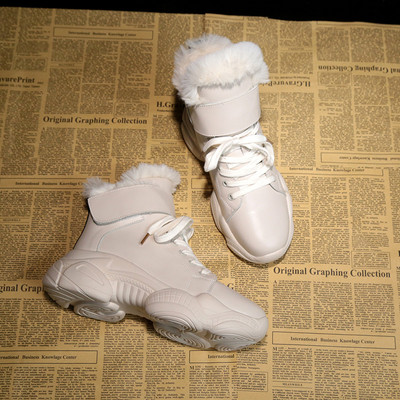 Cizme de iarnă de damă cu căptușeală moale și talpă aspră în alb-negru