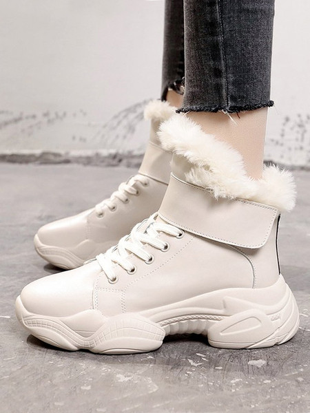 Cizme de iarnă de damă cu căptușeală moale și talpă aspră în alb-negru