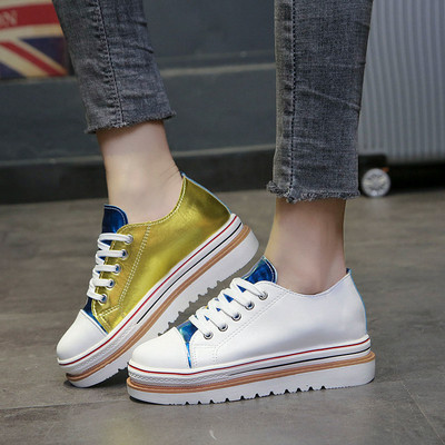 Pantofi casual dama cu talpa inalta in doua culori