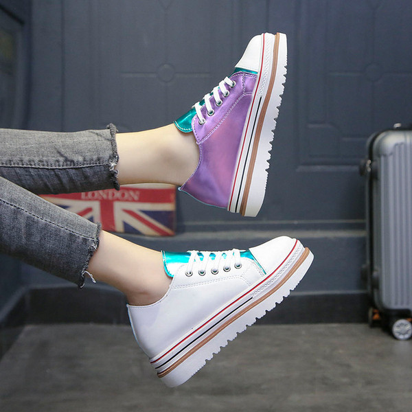 Pantofi casual dama cu talpa inalta in doua culori