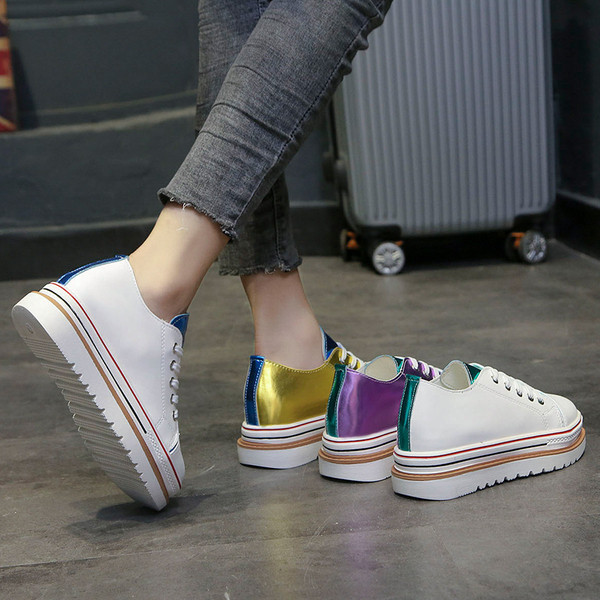 Pantofi casual dama cu talpa inalta in doua culori