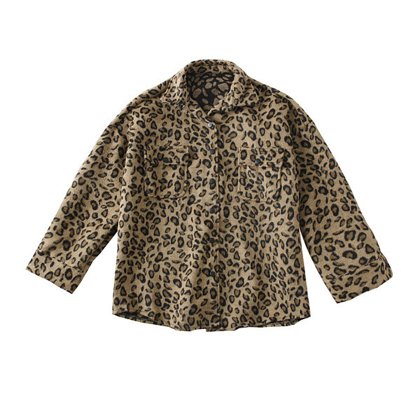 Camasa de dama modern model nou cu model animal si buzunare maro