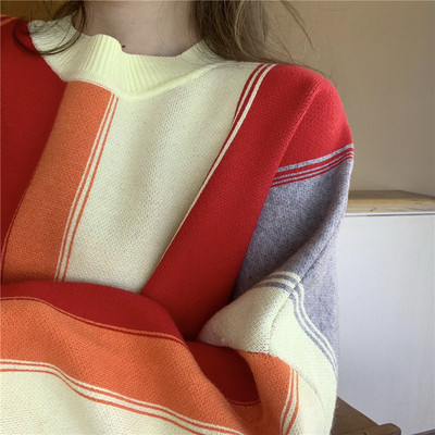 Pulover de dama cu dungi late in doua culori