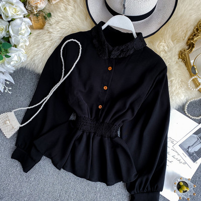 Cămașă elegantă de damă cu guler din dantelă în mai multe culori