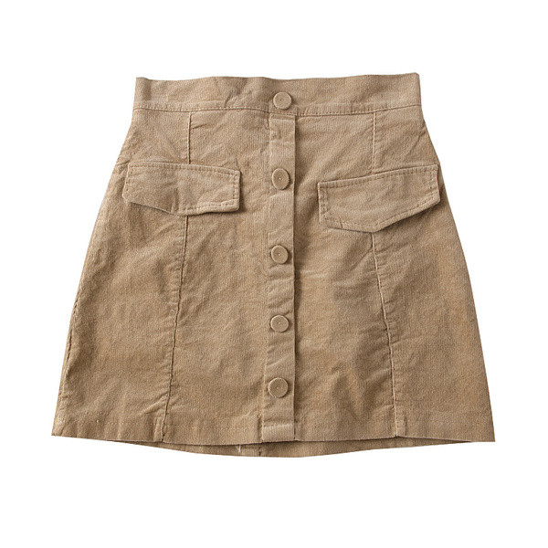 Νέο μοντέλο γυναικεία φούστα με κουμπιά σε μαύρο, πράσινο, καφέ και μπεζ χρώμα