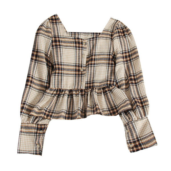 Cămașă casual de damă în carouri cu nasturi și mâneci lungi în mai multe culori