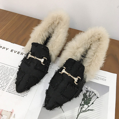 Pantofi casual de iarna de dama cu captuseala moale si element metalic