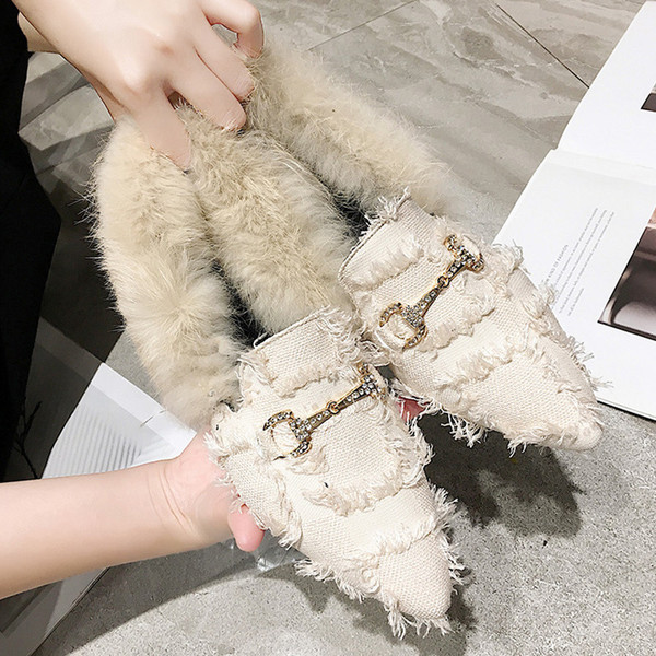 Pantofi casual de iarna de dama cu captuseala moale si element metalic