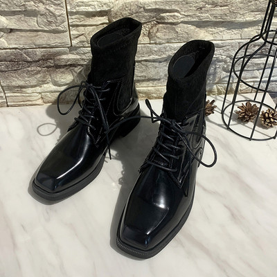 Cizme de dama cu sireturi in maro si negru