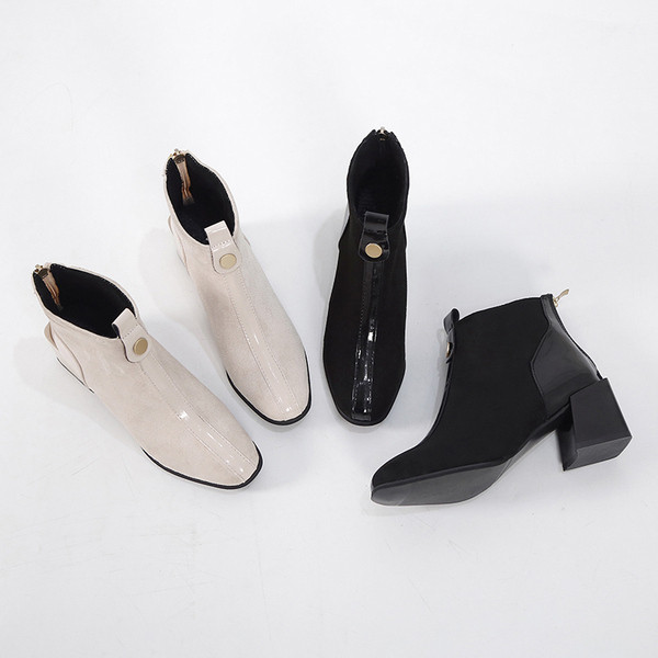 Cizme moderne de dama cu toc gros in negru