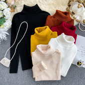 Γυναικείο πουλόβερ με ψηλό γιακά σε διάφορα χρώματα