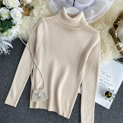 Γυναικείο πουλόβερ με ψηλό γιακά σε διάφορα χρώματα