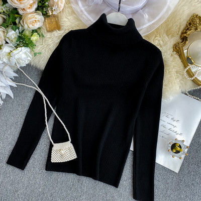 Γυναικείο πουλόβερ με ψηλό γιακά σε διάφορα χρώματα