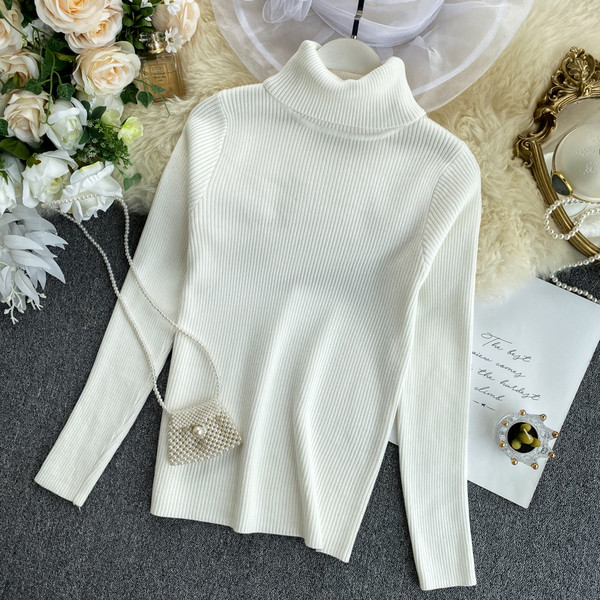 Γυναικείο πουλόβερ με ψηλό γιακά σε διάφορα χρώματα