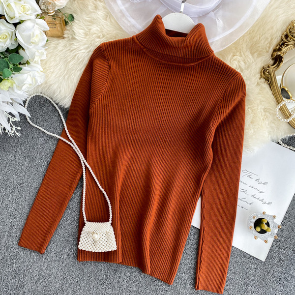 Γυναικείο πουλόβερ με ψηλό γιακά σε διάφορα χρώματα