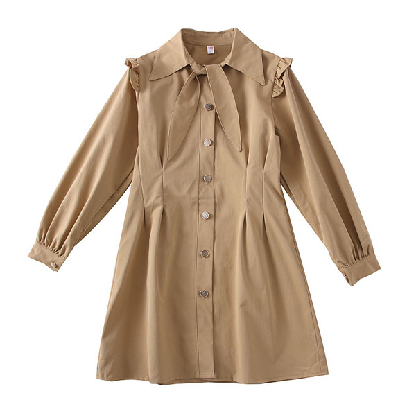 Νέο μοντέλο μοντέρνο γυναικείο φόρεμα με κουμπιά σε καφέ, πράσινο, ροζ και μαύρο χρώμα