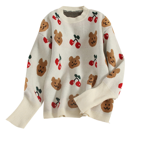 Pulover de dama cu aplicatie si decolteu oval in alb si negru