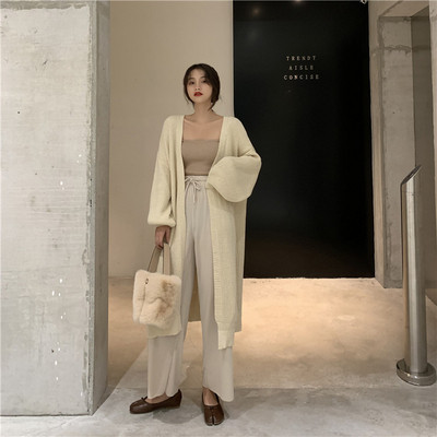 Vestă lungă de culoare bej și maro fără închidere