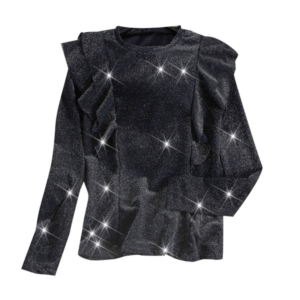 Bluza de dama eleganta cu bucle si decolteu oval in doua culori