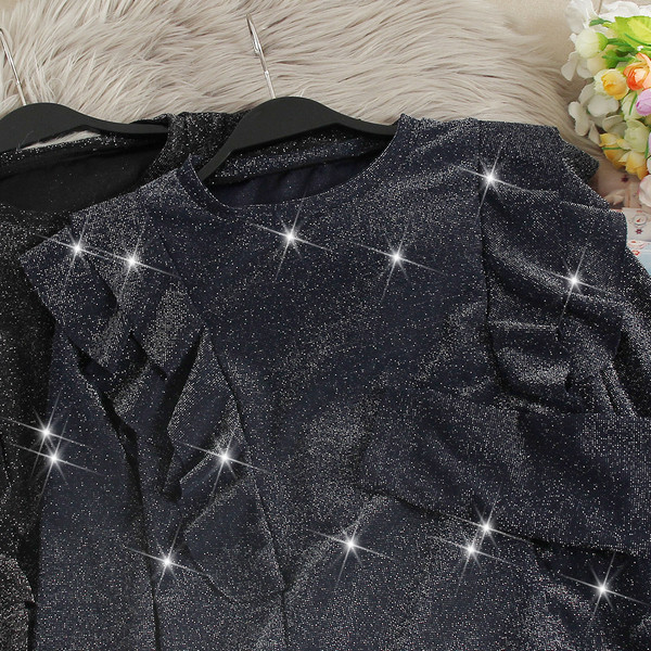 Bluza de dama eleganta cu bucle si decolteu oval in doua culori