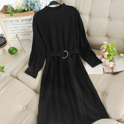 Καθημερινό γυναικέιο φόρεμα με ζώνη και μακρύ μανίκι σε διάφορα χρώματα