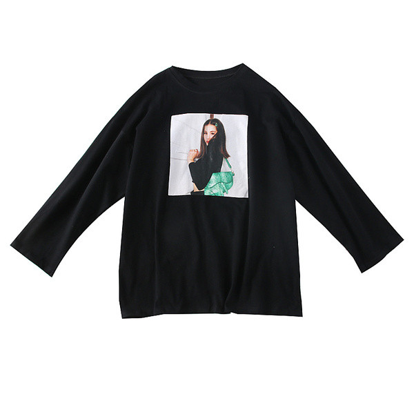 Bluza de dama model nou cu decolteu O - model larg in negru, alb si verde