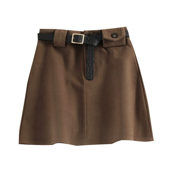 Fusta de dama eleganta cu curea si talie inalta in mai multe culori