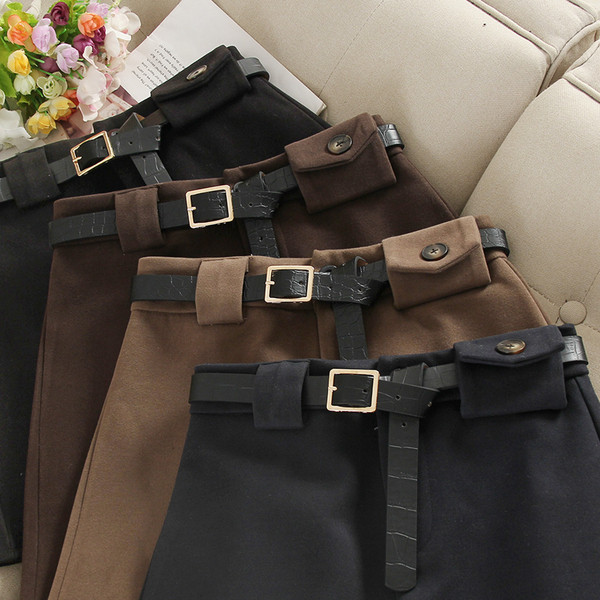 Fusta de dama eleganta cu curea si talie inalta in mai multe culori