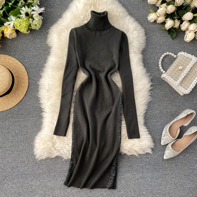 Rochie de dama cu guler inalt in mai multe culori