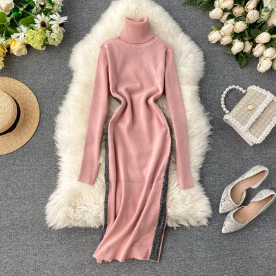 Rochie de dama cu guler inalt in mai multe culori