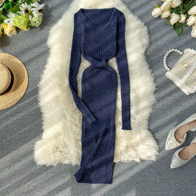 Fényes hatású, kerek nyakkivágású női ruha többféle színben