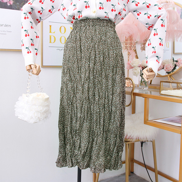 Fusta de dama model nou cu model in negru, maro si verde