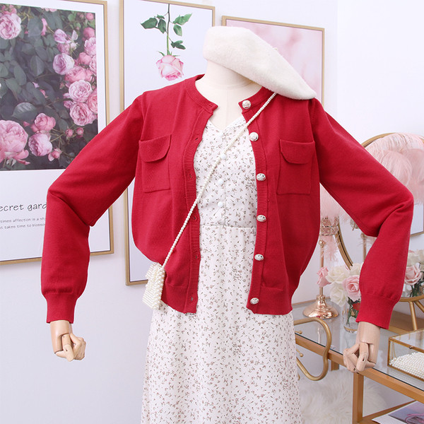 Vesta casual de dama model nou cu buzunare si nasturi in bej, negru si rosu